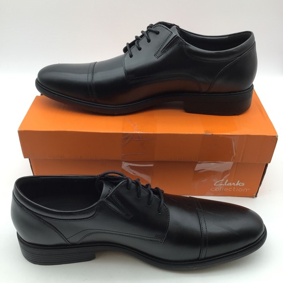 Clarks Mens Steadwell Cap Black Leather Oxford Dress Shoes Size 13 New‎ main image 6